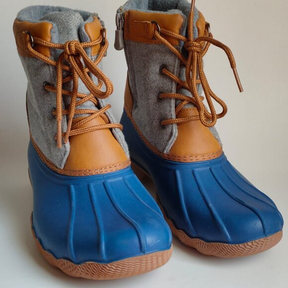 NORDSTROM DUCK BEAN BOOTS BLUE BROWN GREY SIZE 5 - Picture 4 of 5